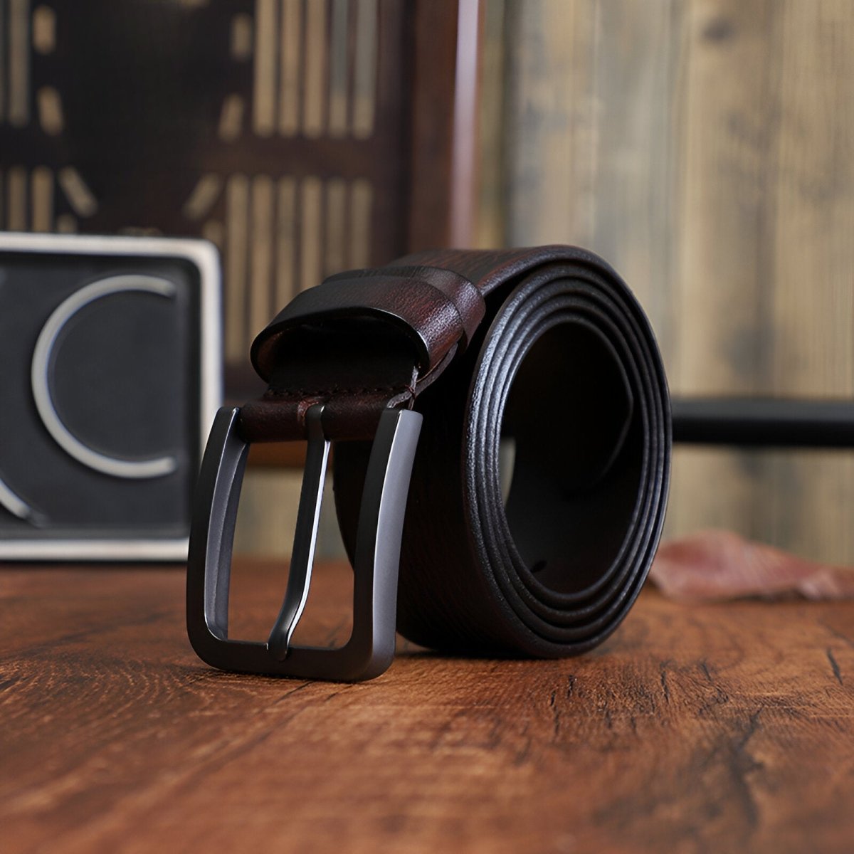 Belt décontracté in leather pleine fleure, for men, model Briar - Zictor