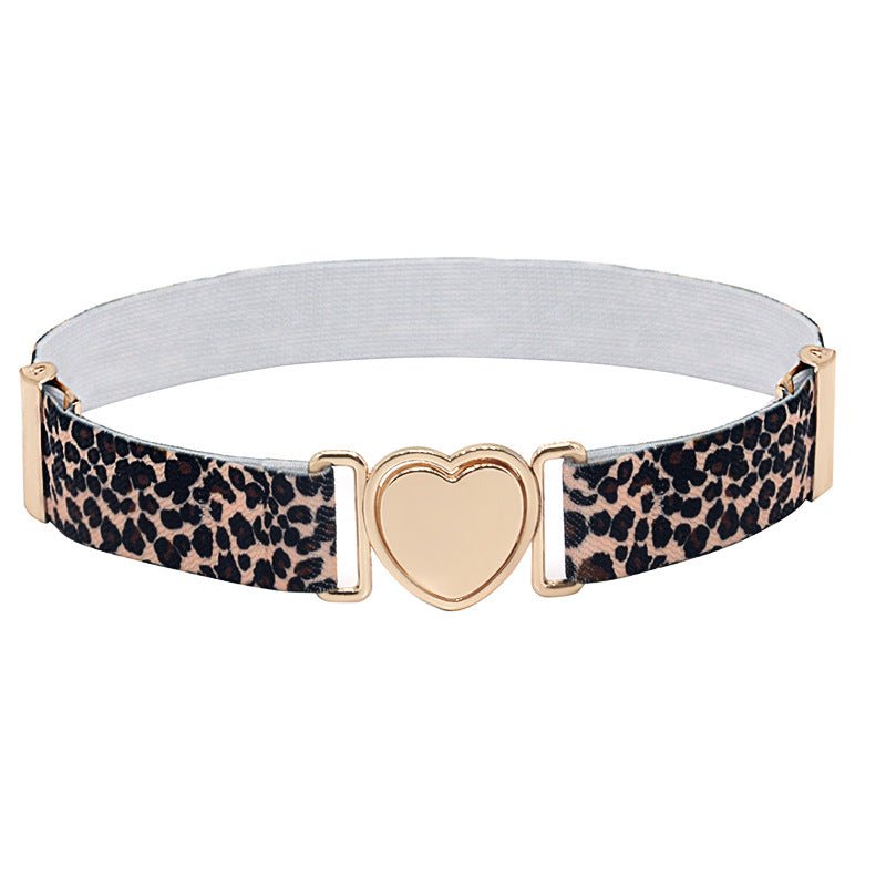 Belt elastic to attache rapide in forme of coeur, for fille, léopard, model RHarley - Zictor