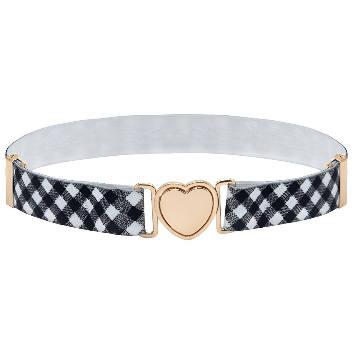 Belt elastic to attache rapide in forme of coeur, for fille, to carreaux, model Chikain - Zictor