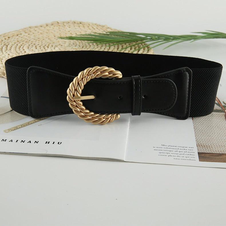 Belt elastic with buckle golden torsadée, model Fisher - Zictor