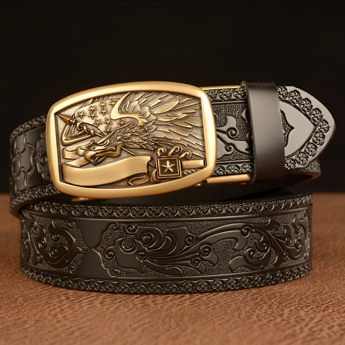 Belt Esprit Animal to motif Aigle and drapeau américain, model Dian - Zictor