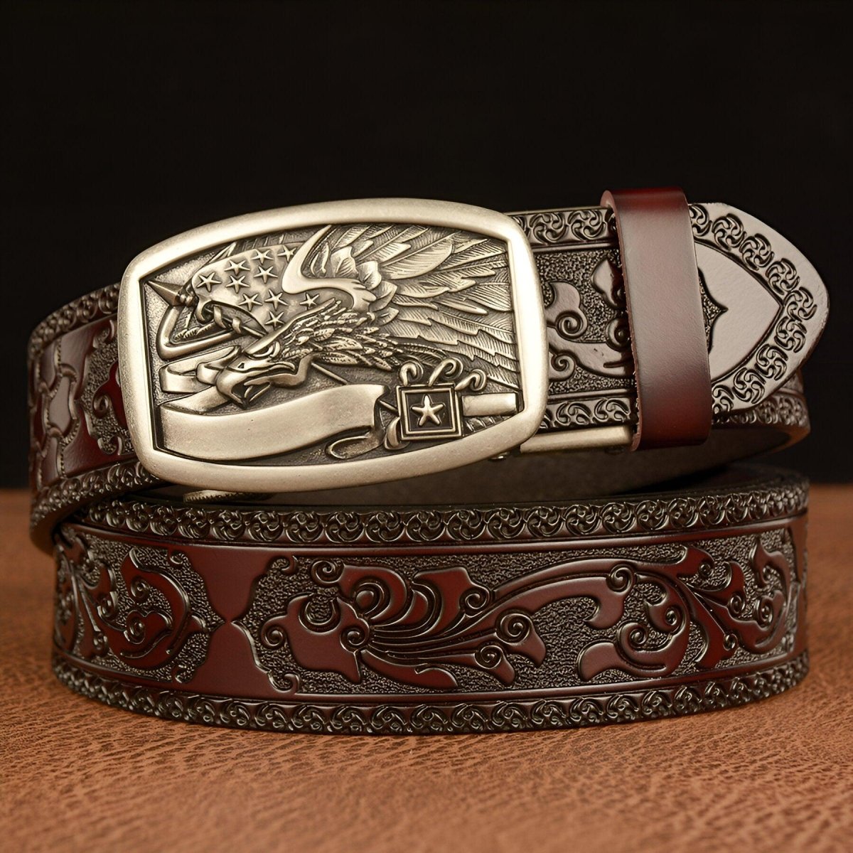 Belt Esprit Animal to motif Aigle and drapeau américain, model Dian - Zictor