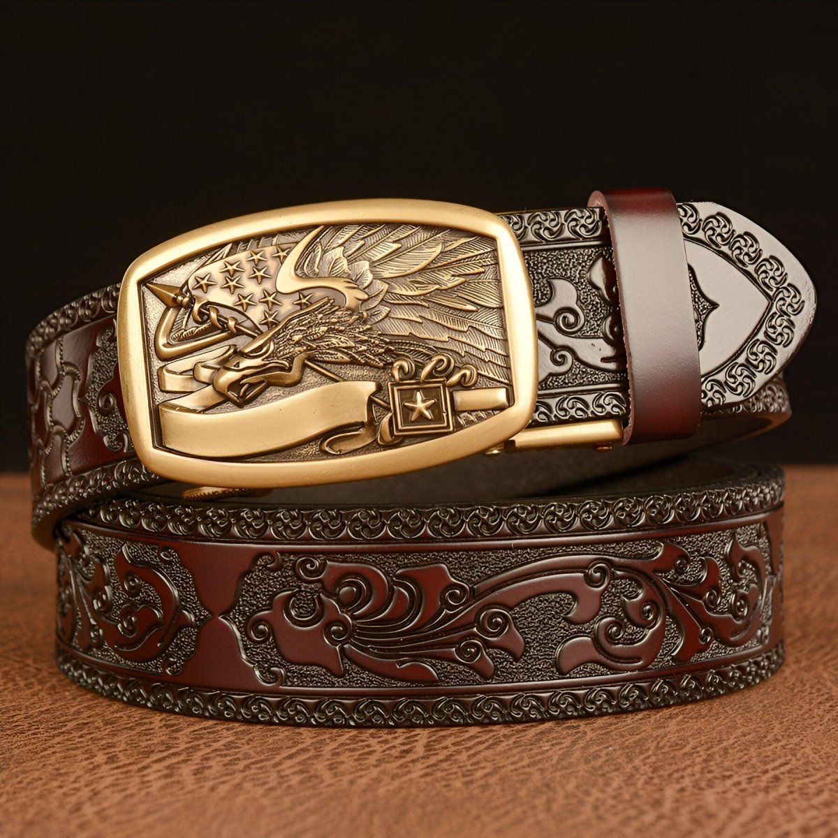 Belt Esprit Animal to motif Aigle and drapeau américain, model Dian - Zictor