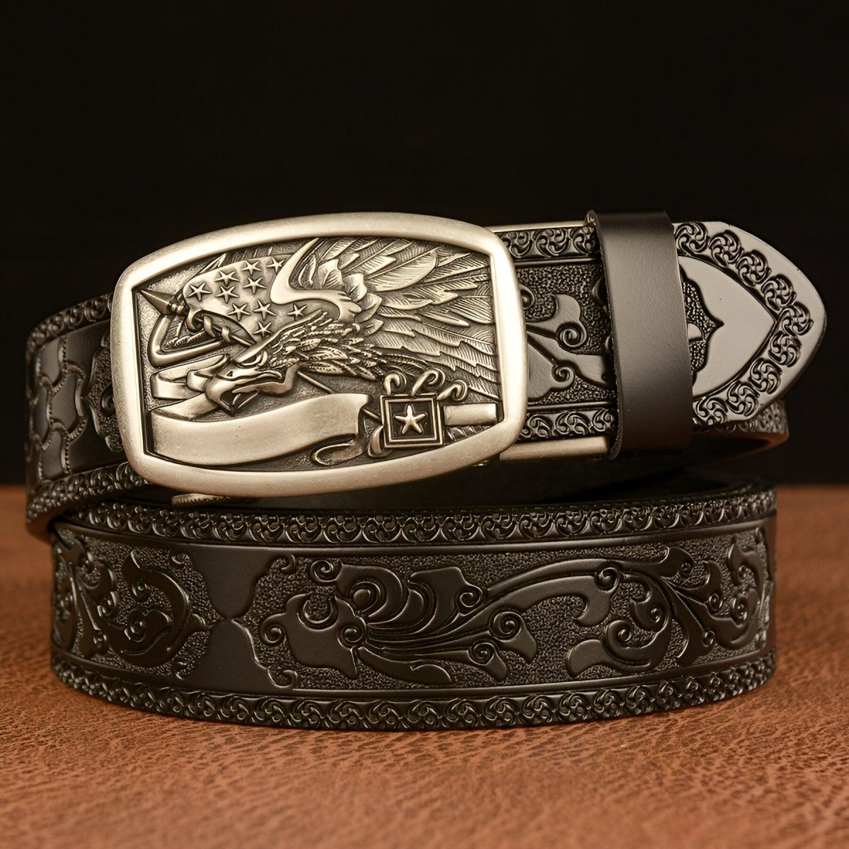 Belt Esprit Animal to motif Aigle and drapeau américain, model Dian - Zictor
