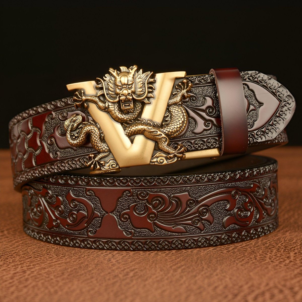 Belt Esprit Animal to motif Dragon and lettre V, model Peytin - Zictor