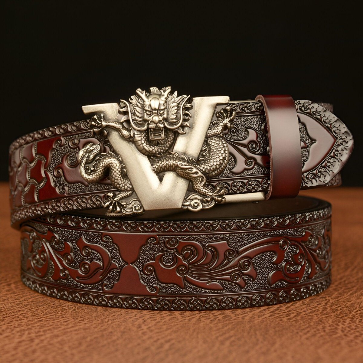Belt Esprit Animal to motif Dragon and lettre V, model Peytin - Zictor