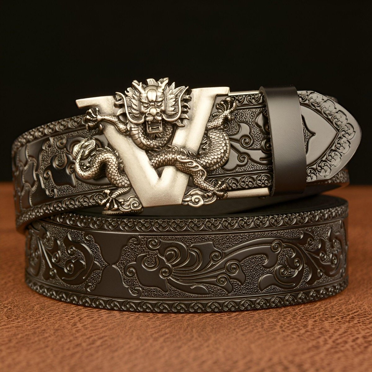 Belt Esprit Animal to motif Dragon and lettre V, model Peytin - Zictor
