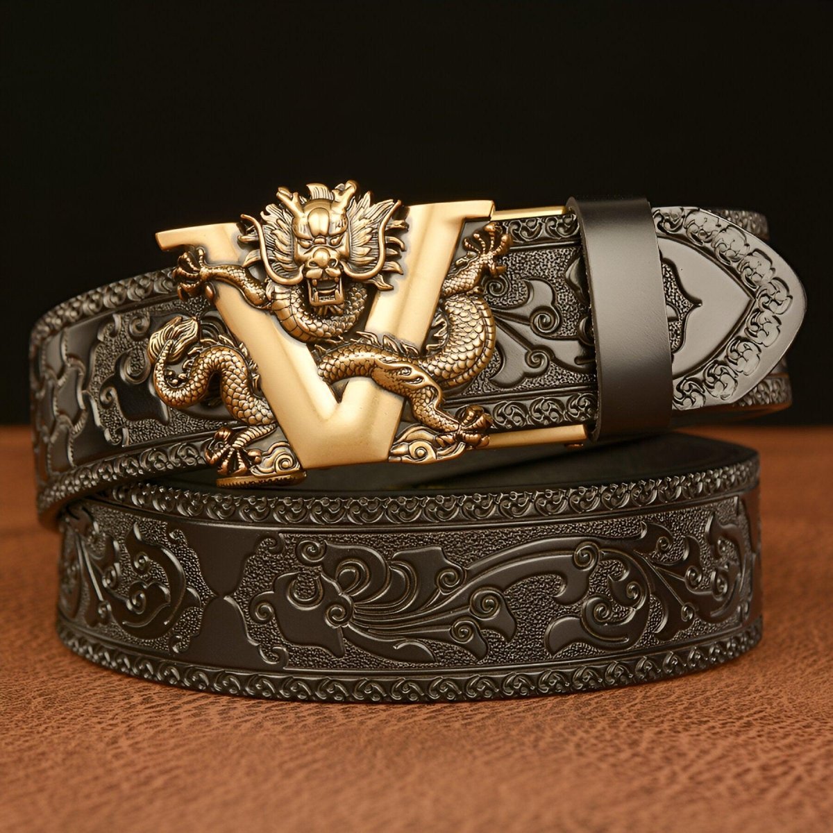Belt Esprit Animal to motif Dragon and lettre V, model Peytin - Zictor