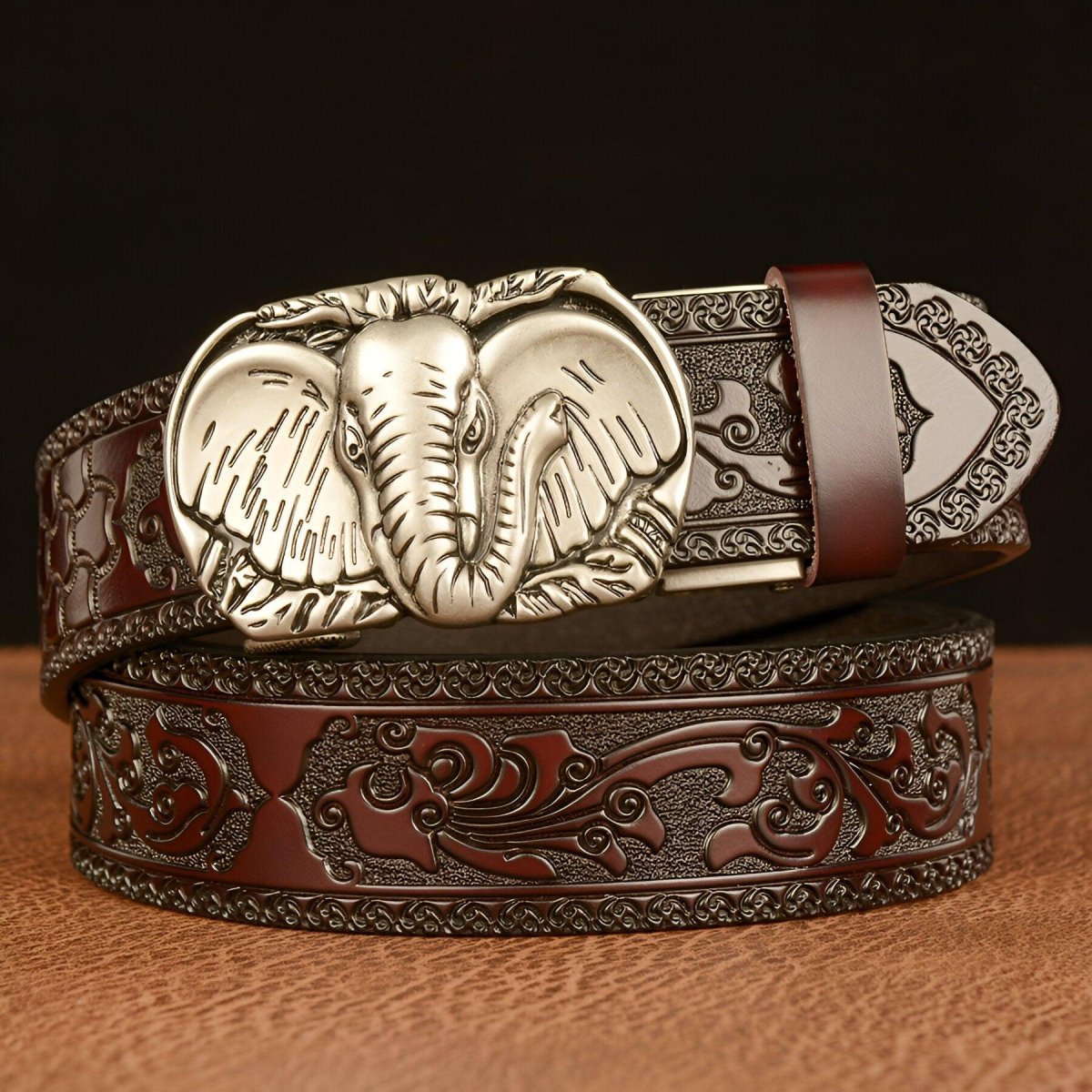 Belt Esprit Animal to motif tête d'éléphant, model RCypress - Zictor