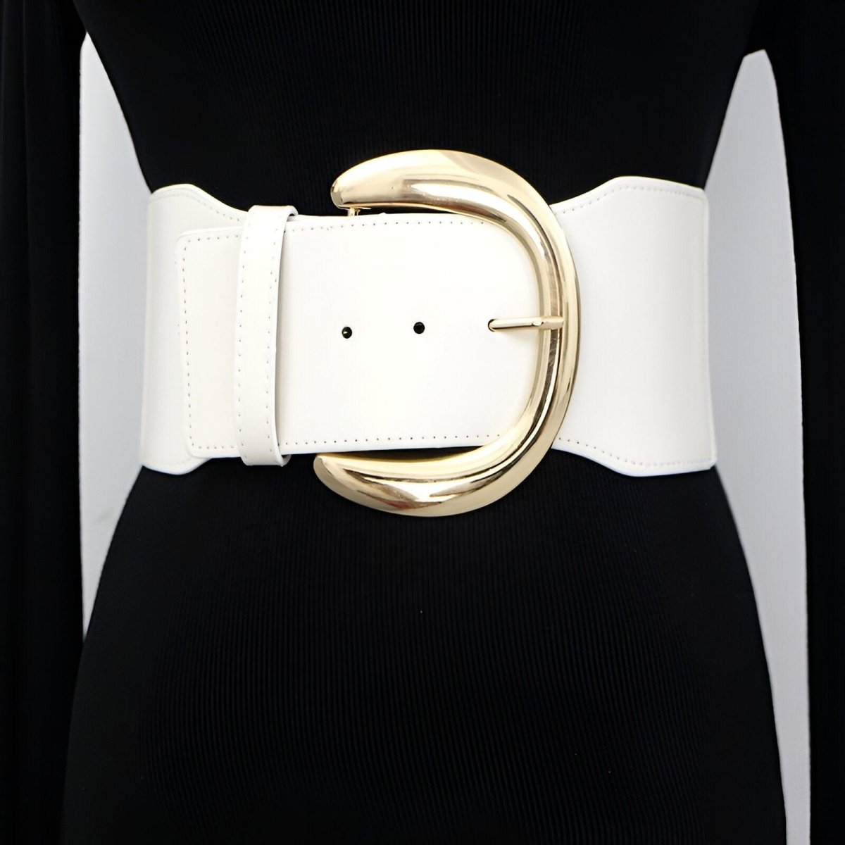 Belt Extra Wide XXL to buckle golden imposante, model Paislei - Zictor