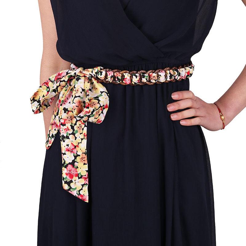 Copie Of Belt Foulard Au Motif Fleuri With Anneaux In Bois Of Noix Of Coco Model Duc by Zictor