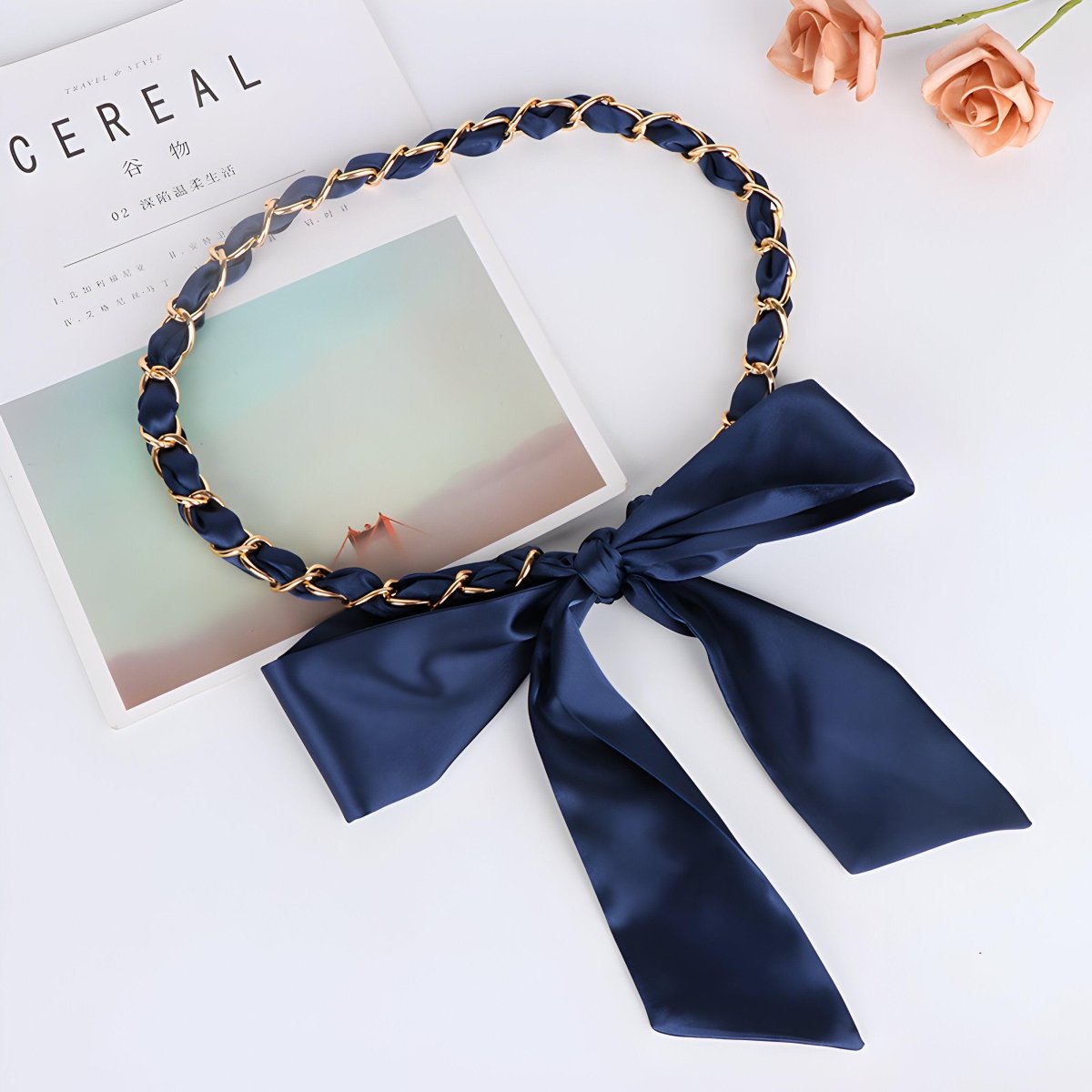 Belt foulard, in soie, unie, model Dallas - Zictor