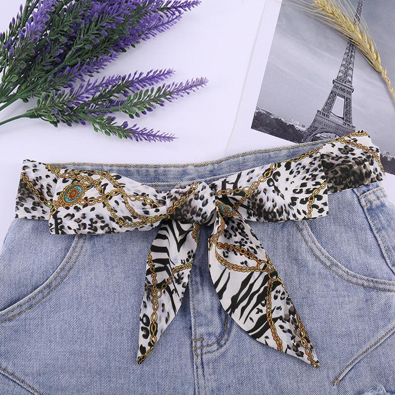 Belt foulard in soie with motif chaînes, model Codi - Zictor