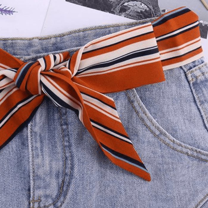 Belt In Soie With Motif TO Rayures Model Lumi by Zictor