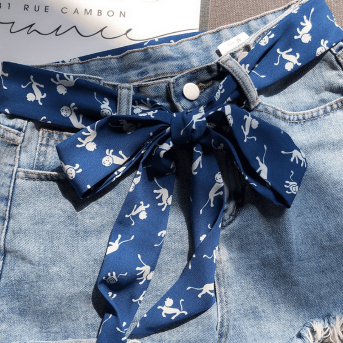 Belt foulard, to motif petit lion, model Kaily - Zictor