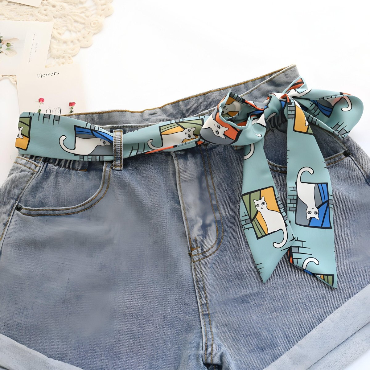 Belt foulard, to motifs chats, model Emory - Zictor