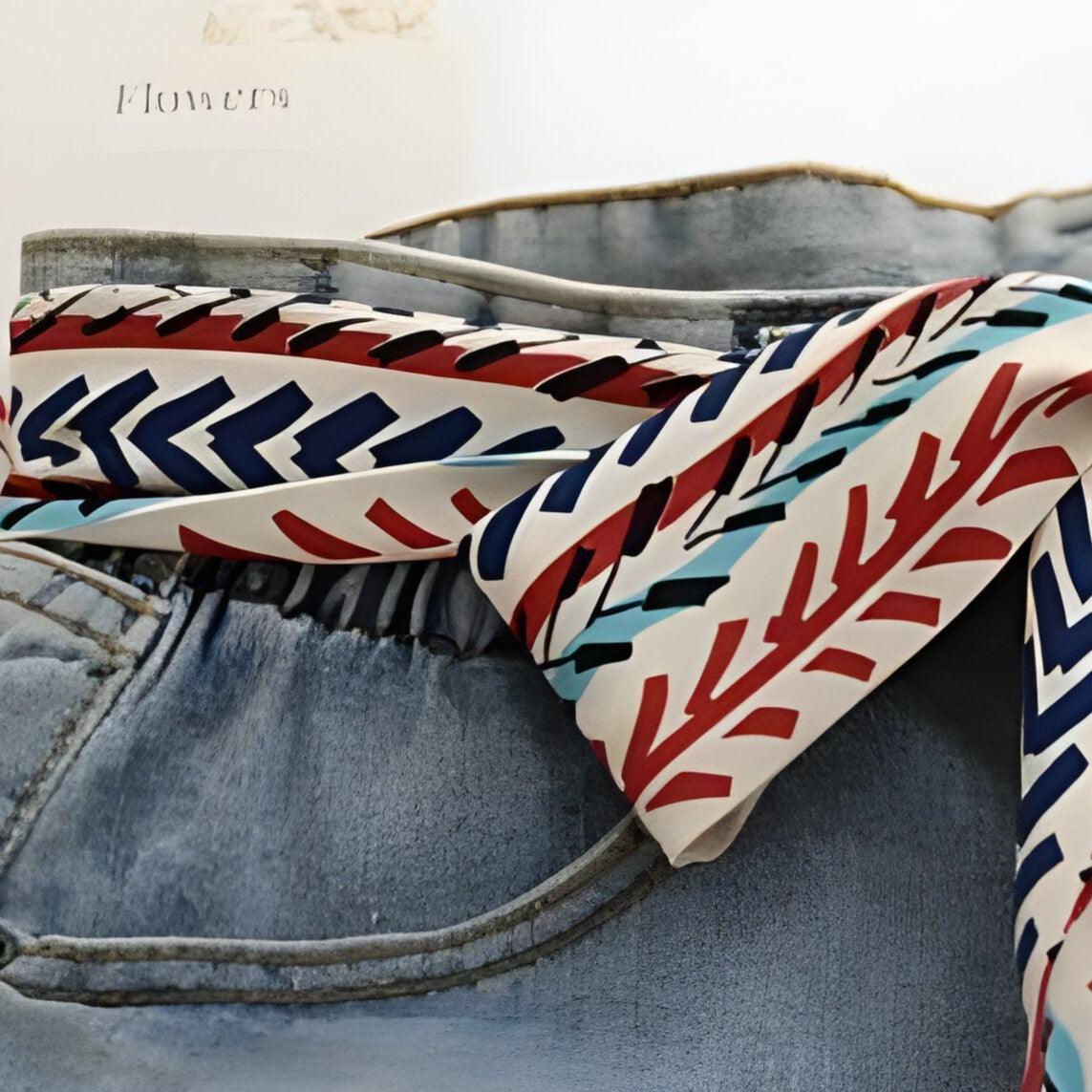 Belt TO Motifs Feuilles And Chevrons Model Lindi by Zictor