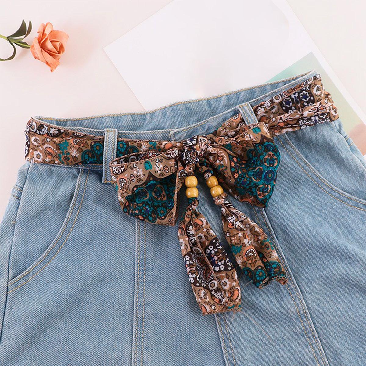 Belt foulard with perles in bois, model Kieran - Zictor