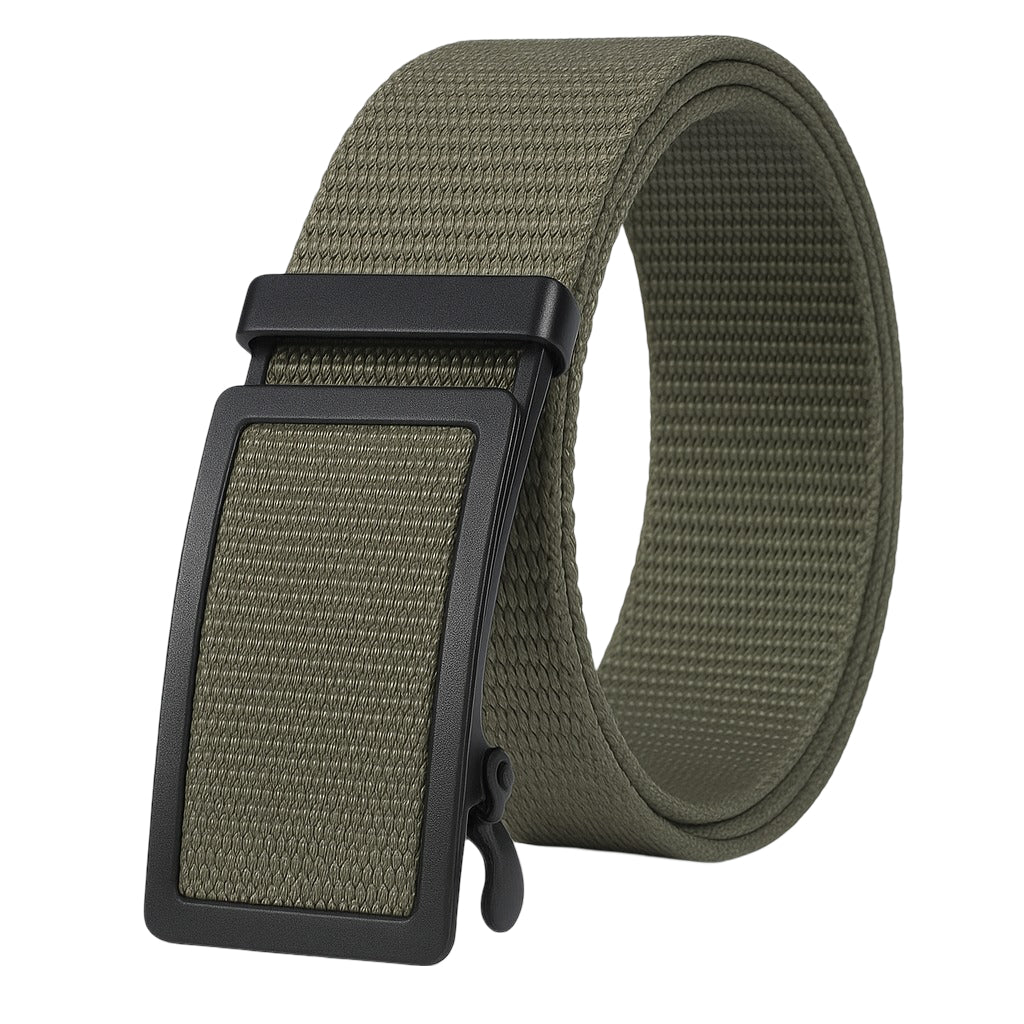 Belt in canvas for men, to buckle auBerkeRayyanyatique, model Clément - Zictor