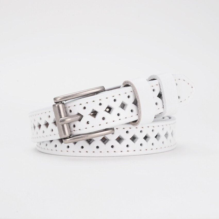 Belt in leather ajourée for women, model Ofir - Zictor
