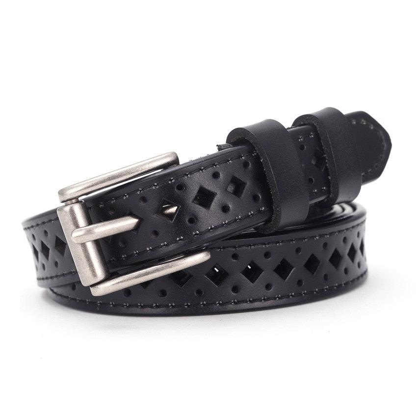 Belt in leather ajourée for women, model Ofir - Zictor