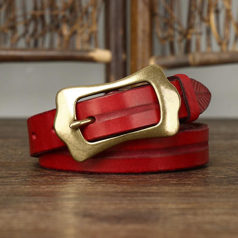 Belt in leather au motif plume, for women, model Gale - Zictor