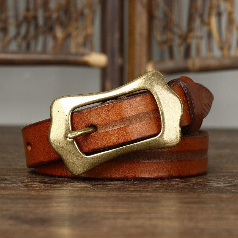 Belt in leather au motif plume, for women, model Gale - Zictor