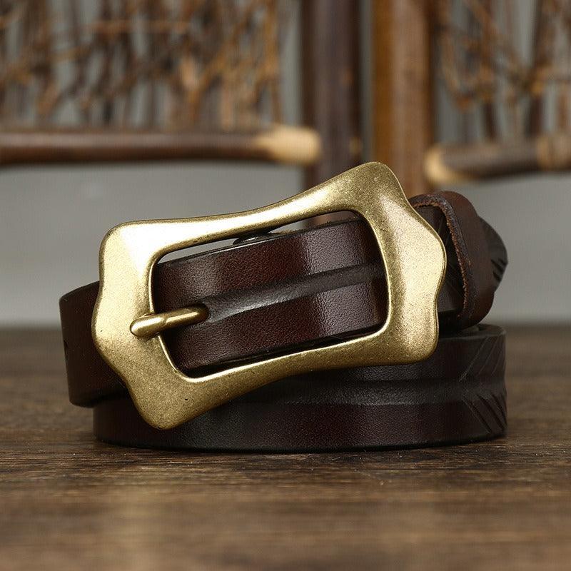 Belt in leather au motif plume, for women, model Gale - Zictor