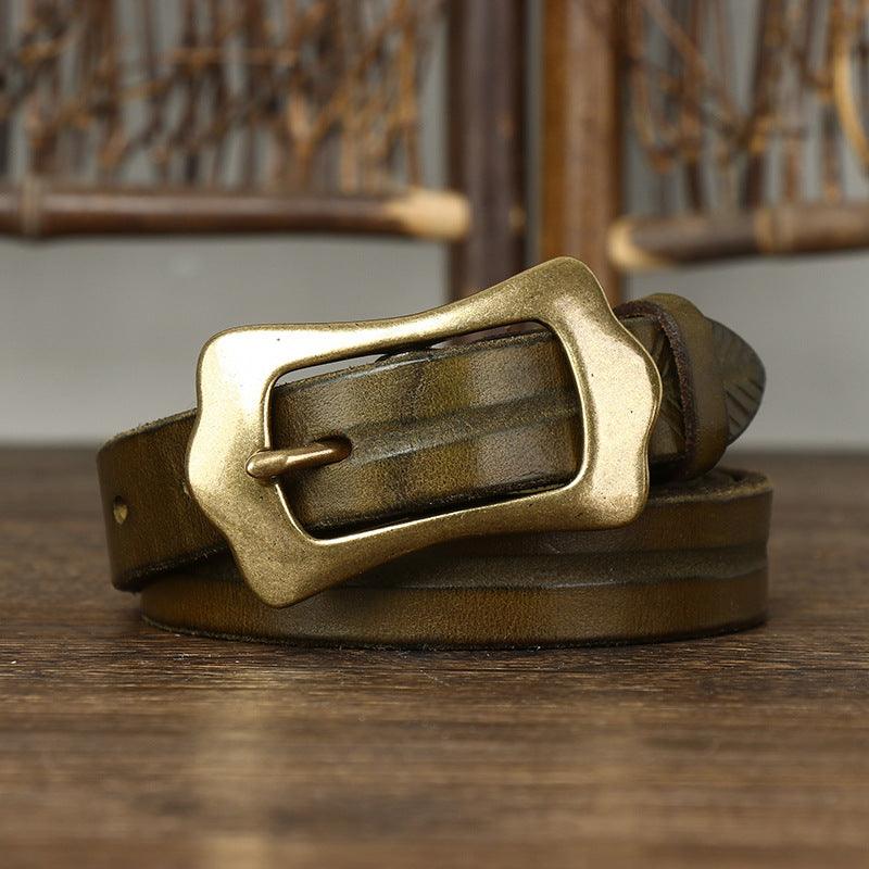 Belt in leather au motif plume, for women, model Gale - Zictor