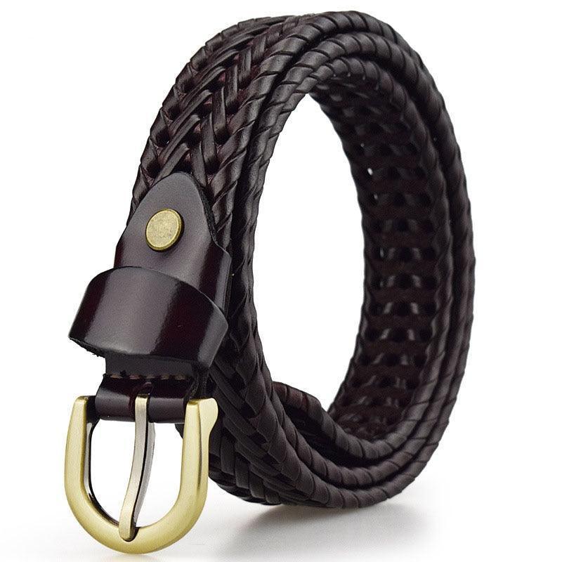 Belt in leather braid, model Adi - Zictor