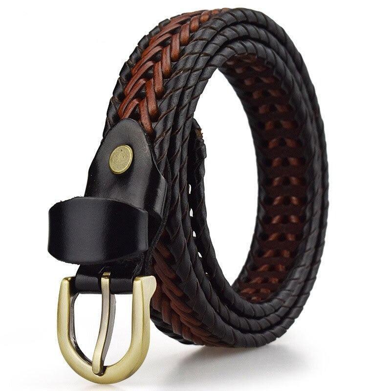 Belt in leather braid, model Adi - Zictor