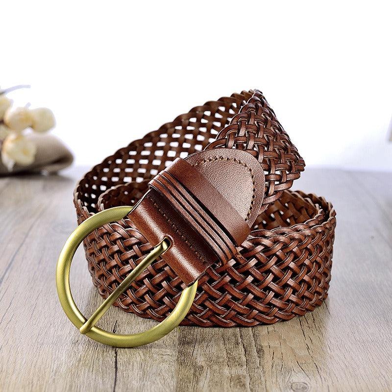 Belt in leather braid, model Ife - Zictor