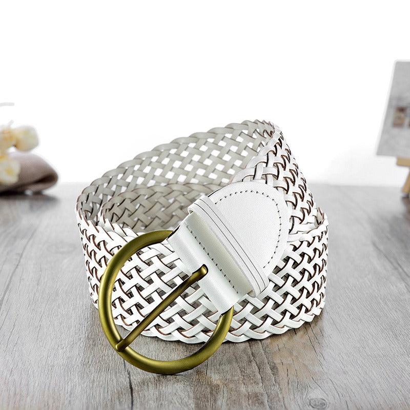 Belt in leather braid, model Ife - Zictor