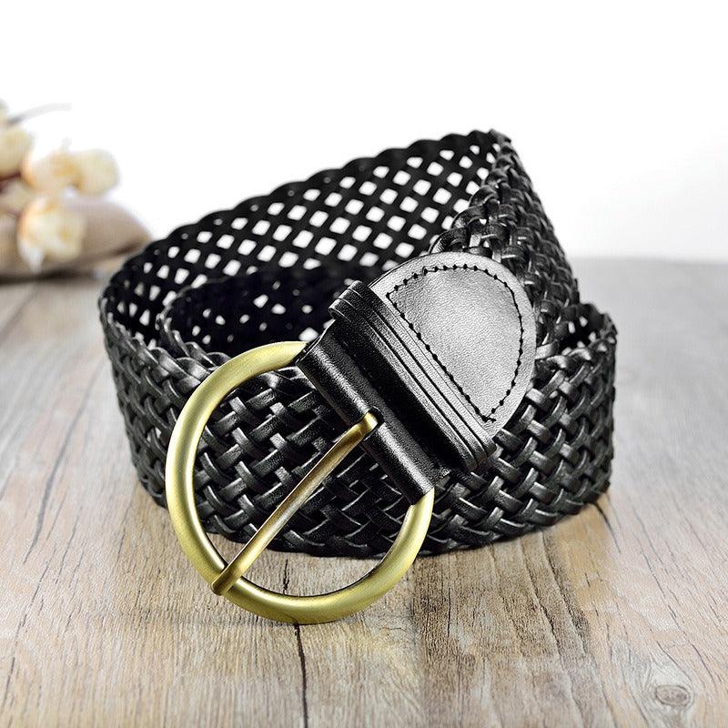 Belt in leather braid, model Ife - Zictor