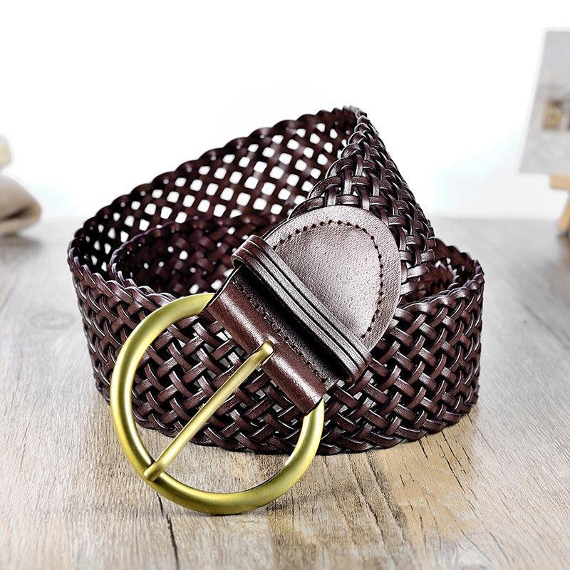 Belt in leather braid, model Ife - Zictor