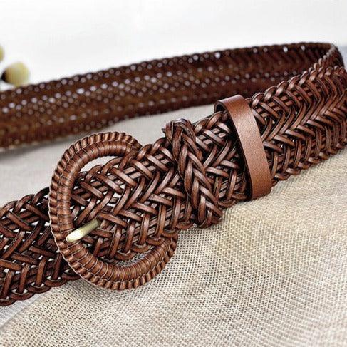 Belt in leather braid, model Ifeoma - Zictor