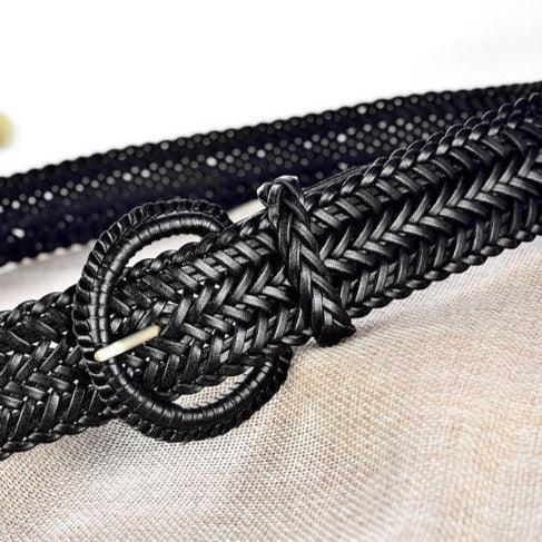 Belt in leather braid, model Ifeoma - Zictor