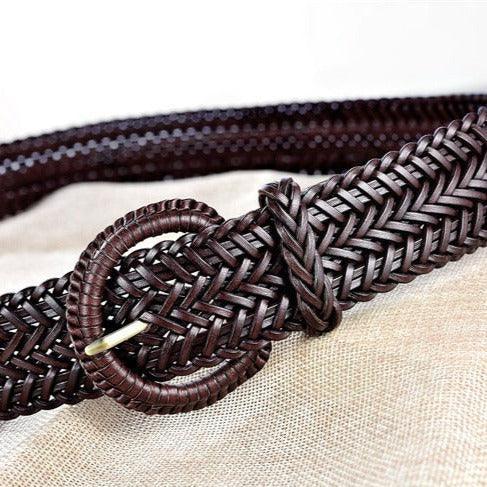 Belt in leather braid, model Ifeoma - Zictor