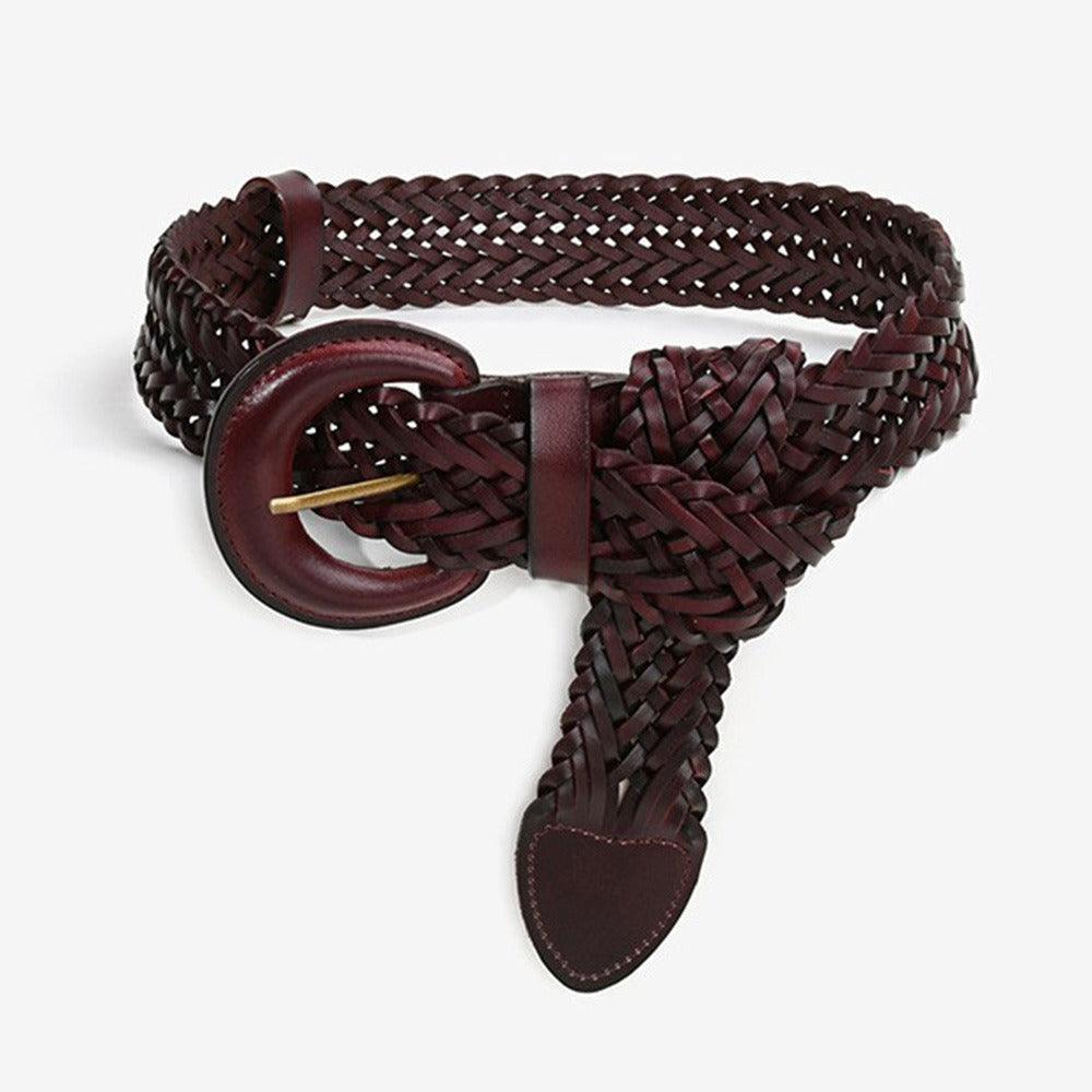 Belt in leather braided, model Jamiei - Zictor