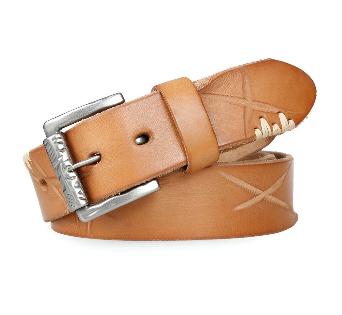 Belt in leather brut and vieilli, for men, model Kensley - Zictor
