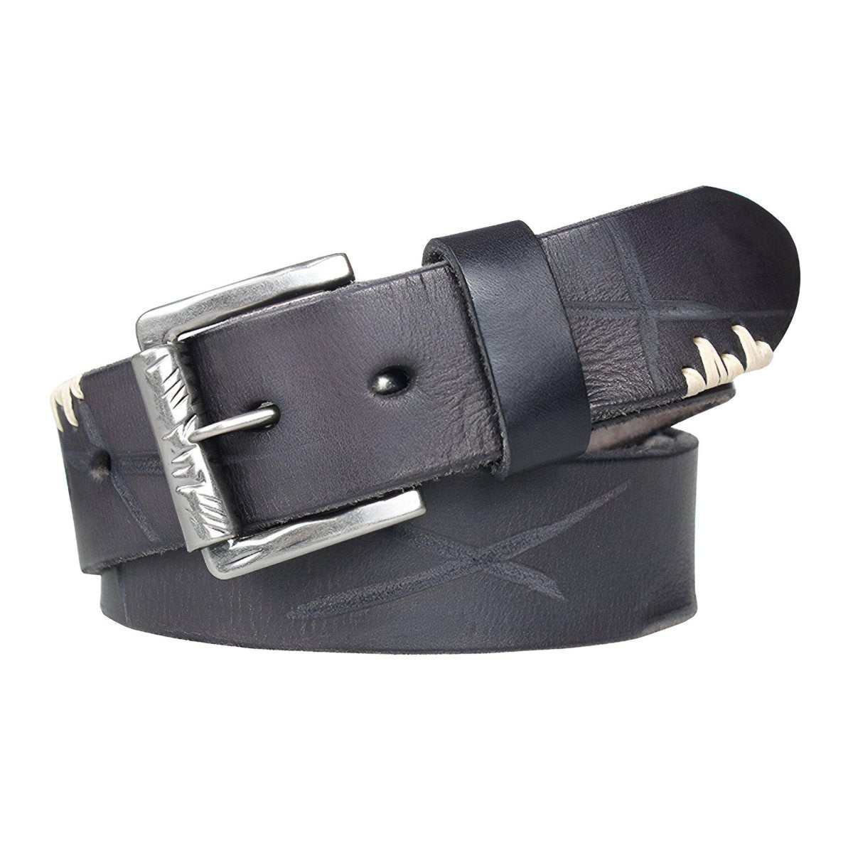 Belt in leather brut and vieilli, for men, model Kensley - Zictor