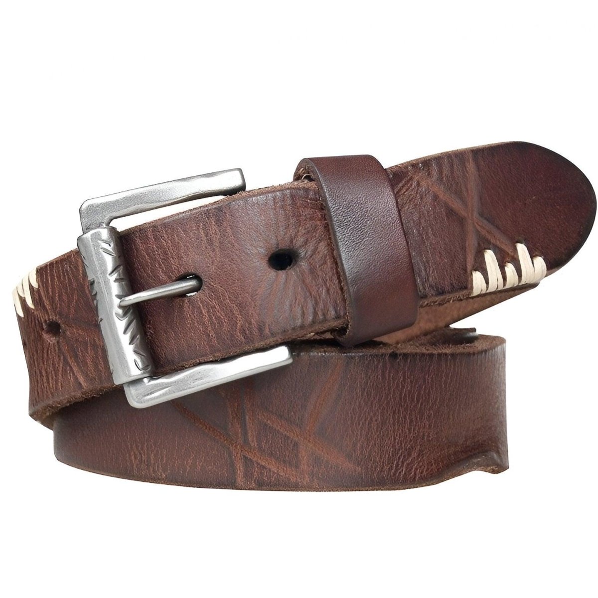 Belt in leather brut and vieilli, for men, model Kensley - Zictor