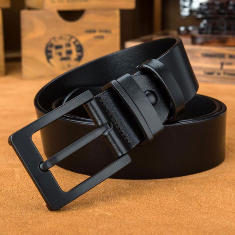 Belt Leather Buckle Black For Men Model Franki by Zictor
