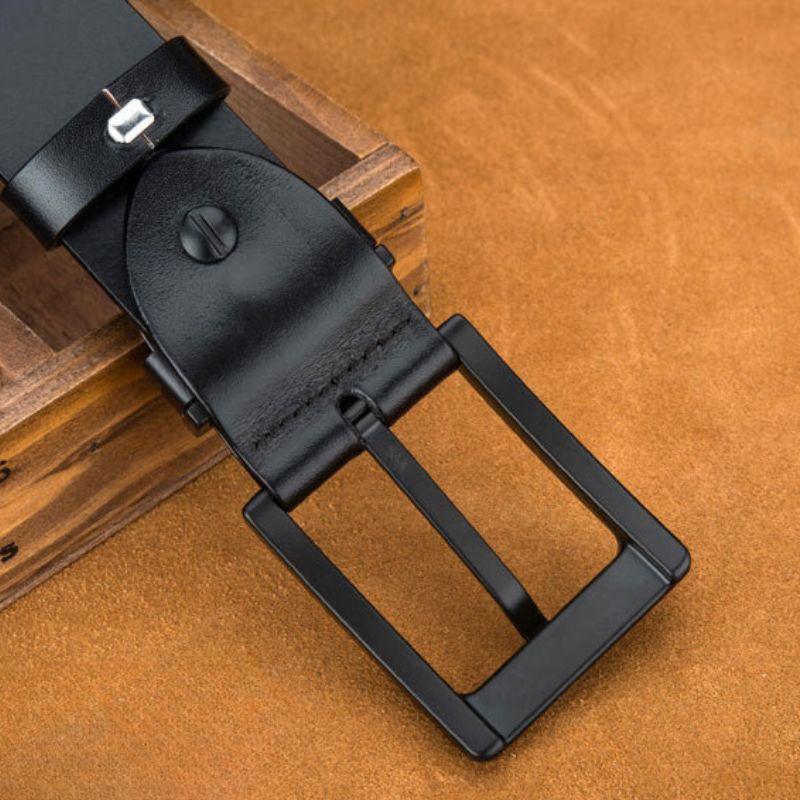 Belt Leather Buckle Black For Men Model Franki by Zictor