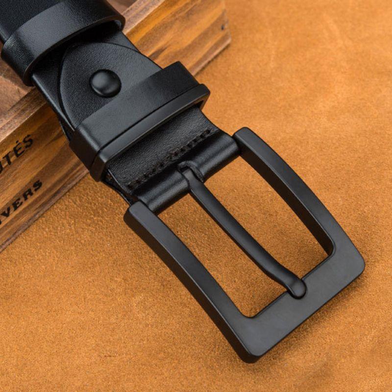 Belt Leather Buckle Black For Men Model Franki by Zictor