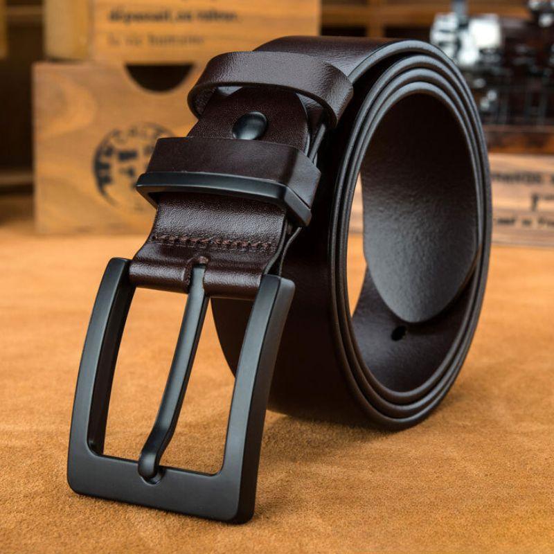 Belt Leather Buckle Black For Men Model Franki by Zictor