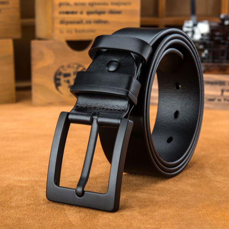Belt Leather Buckle Black For Men Model Franki by Zictor
