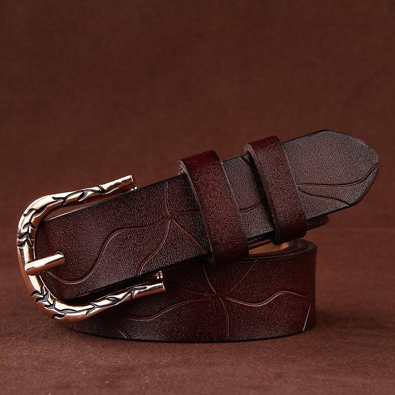 Belt Leather Lisse For Women Buckle Decor Vegetal Model Edenn by Zictor