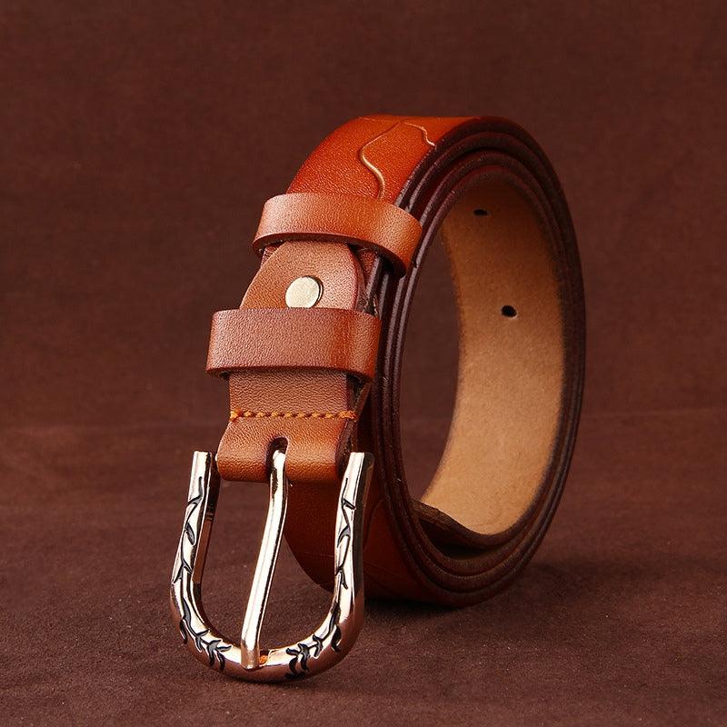 Belt Leather Lisse For Women Buckle Decor Vegetal Model Edenn by Zictor