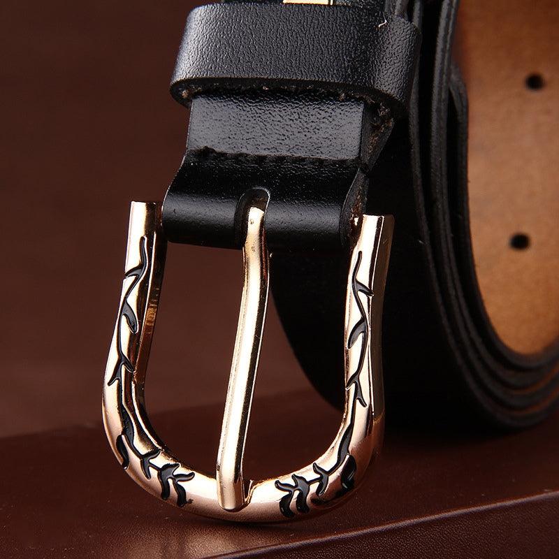 Belt Leather Lisse For Women Buckle Decor Vegetal Model Edenn by Zictor